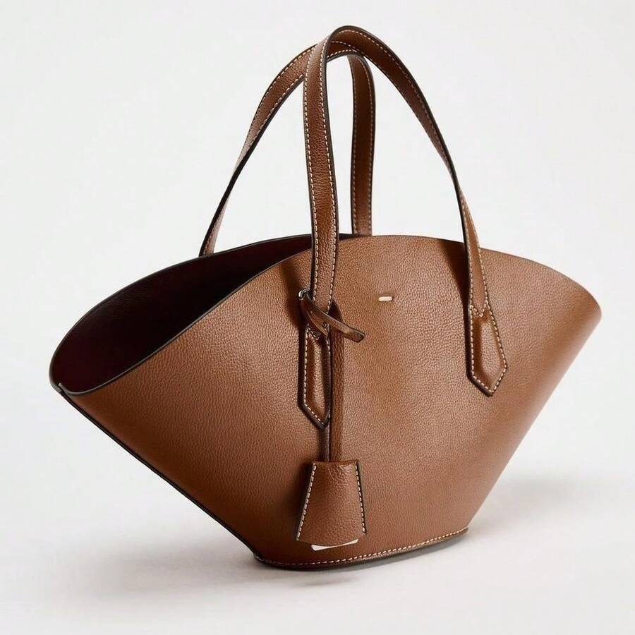 New Fashion Women's Handbag For Work Commuting, Stylish Simple Tote Shoulder Crossbody Bag With Large Capacity - màu nâu - Xem 1