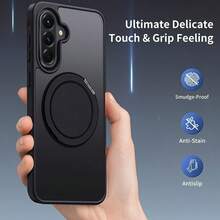 Aunote 1 件黑色天鹅绒纹理指环手机壳，采用 TPU 软边防震保护，360° 旋转顺滑减压支架，支持车载支架和磁力吸附，兼容三星 A16/A26/A36/A55/A56