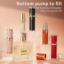 5ml Golden Refillable Perfume Atomizer - Portable Travel Spray Bottle With Leather Case, Mini Cologne Dispenser For Women & Men, Leakproof Essential Oil Bottle For Purse, Gym Bag & Travel