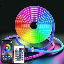10米 RGB 霓虹灯带套件，支持 DIY 霓虹灯装饰，LED 灯带，适用于家庭室内/室外圣诞装饰 - 彩色 - 查看 10