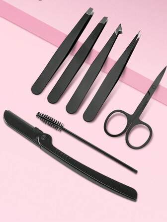 7pcs Professional Eyebrow Grooming Kit,Stainless Steel Eyebrow Hair Removal & Trimming Tools Set With Eyebrow Razor, Scissors, Brush, Tweezers & Pliers, Perfect For Salon, Travel & Home Use (Valentine's Day, Christmas Gift),Makeup,Cheap,Room Decor,Vanity,Travel,Bedroom,Makeup Accessories,Eyebrow Razor,Cheap,Stocking Stuffers,Makeup,Makeup Tools,Cheap Stuff,Gifts,Gifts For Women,Christmas Gifts