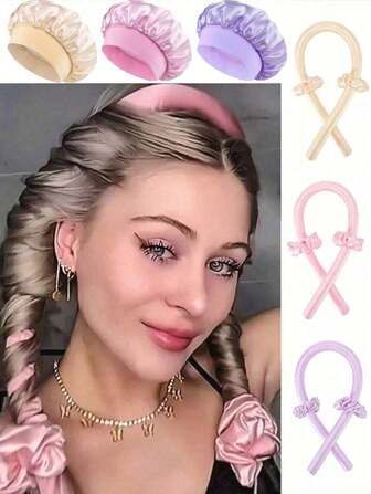 4pcs/Set Heatless Curling Rod Headband+Nightcap, Heatless Hair Curler No Heat Hair Curlers, Silk Curls Ribbon, Sleeping Soft Spong Headband, Sleep Hair Curler Set, For Women Long Hair Styling Tools, Slouchy Hair Curlers Styling Tools (Pink) Home Bathroom Decor,Back To School,Travel Holiday Essentials,Hair Accessories For Women,Hair Curlers,Curly Hair Brush,Rollers,Curly Hair Products,Curler,Rollers For Hair,Hair Curl,Curly Hair Tools,Hair Roller,Curly Hair,Heatless Curl,Heatless Curls,Hair Curler,Barber,Hair Tools,Hair Products,Hair Curlers,Barber Accessories,Travel,Rollers,Hair Stuff,Hair Accessories,Curly Hair Products,Curler,Rollers For Hair,Hairdressing Equipment,Hair Curl,Curly Hair Tools,Hair Roller,Christmas,Barbershop,Hair Curling Iron, Barber Accessories, Hair Accessories, Curling Iron, Hairdressing,Heatless Waves,Travel Essentials,Hairstyle,Hairdressing