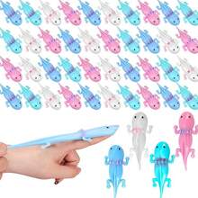 5/10/20/30/48 件装墨西哥蝾螈派对礼品，橡胶墨西哥蝾螈弹弓新奇玩具派对用品，蝾螈动物感官玩具，儿童减压玩具生日装饰，款式和颜色随机 - 彩色 - 查看 2