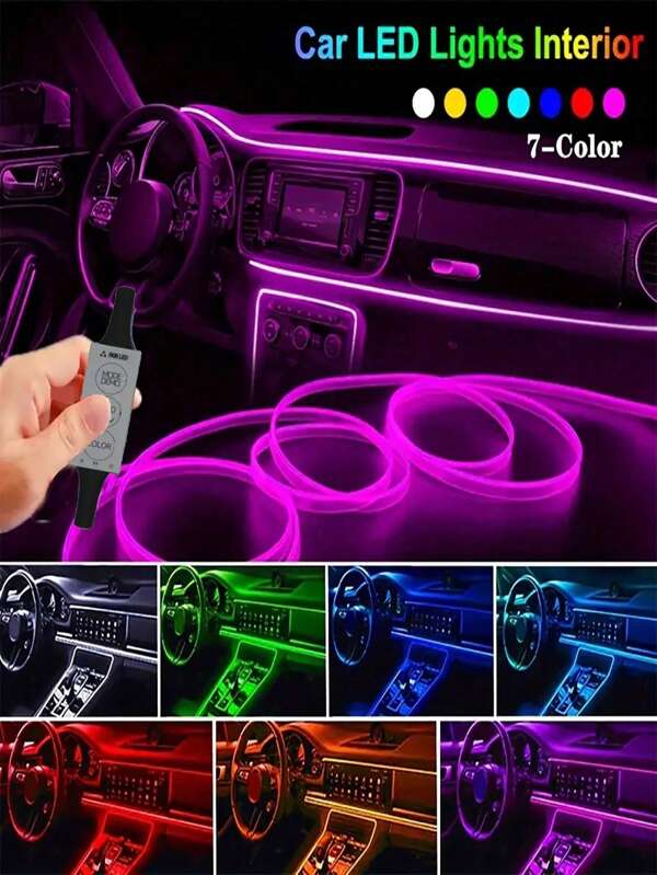 200cm 300cm 400cm Car Interior Neon Lights 7 Colors RGB Decorative Ambient Lamp For Auto DIY Flexible Ambient Light USB Atmosphere Lamp