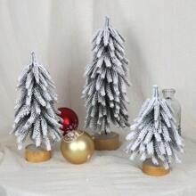 1 Piece Mini PE Flocked Snow Effect Christmas Tree - Tabletop Artificial Tree With Scene Arrangement Decorations - Perfect For Indoor Holiday Decor, Christmas Decoration, Christmas/New Year Gifts - Multicolor - View 4
