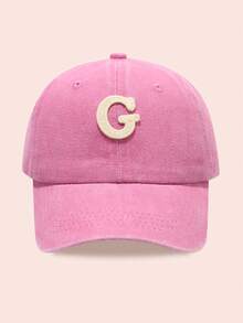 1pc Kids' Washed Baseball Cap With 26 Letters, Suitable For Outdoor Activities, Sun Ion, Daily Wear, Boys & Girls - Water Soluble-pink Washed Baseball Cap - View 24