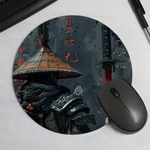YUFZX 武士设计鼠标垫日式炫酷鼠标垫加长大号桌垫带缝合边缘防滑橡胶底座桌面配件适用于家庭办公室装饰桌垫 35.4x15.7 英寸 送给男士和女士的完美礼物 - 武士 - 查看 6