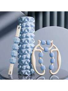 EVA Foam Roller And Handheld Massage Ball - Muscle Relaxation Yoga Set, Hollow Design, Fitness Roller Kit, Foam Yoga Roller, Fitness Roller, Yoga Roller, Massage Equipment, Fitness Massage Roller, Hollow EVA Spiky Massage Ball, Foam Roller For Fitness, Yoga & Fascia Massage Tools, Weight Loss Equipment