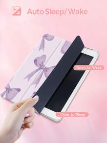 紫色蝴蝶结双面印花 iPad 保护壳，兼容 iPad Air 11 英寸 (M2)-2024/2025，支持横竖屏方向。适用于 iPad 第 10 代、iPad 10.2 英寸、Galaxy Tab A8 10.5 英寸 2022，保护壳支持多种角度，内置松紧带可在旅行时安全闭合平板电脑，甜美俏皮的平板电脑保护壳