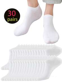 6/10/15/20 /30Pairs Women & Men Solid Color Low Cut Invisible Short Socks, Ladies Short Socks For Spring, Summer, Autumn & Winter, Men Elastic Soft Breathable Socks, Suitable For Daily Wear - Multicolor - View 2