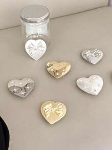 1 个金属电镀镜面手机支架，粘性伸缩滑动支架，不对称形状支架，桌面电视观看奇迹，粘性蝴蝶结/蝴蝶结，心形水钻星装饰支架兼容 、Android 手机，生日、家人、朋友的礼物推拉式手机握把手机支架手机配件