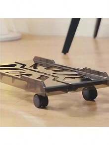 1pc Computer CPU Tower Caster Trolley, Universal Home Office Chassis Mobile Wheeled Stand Holder, ABS Plastic Material, Black & White Color Options, Portable Cooling Raised Base - Black and White - View 5