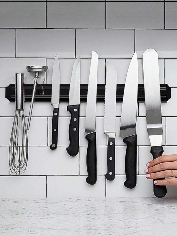 1pc Multifunction Knife Storage Rack, Magnetic Knife Strips, Magnetic Knife Storage Strip, Knife Holder, Knife Rack, Knife Strip, Kitchen Utensil Holder, Tool Holder, Multipurpose Magnetic Knife Rack, Space Saving Knife Holder For Kitchen Utensil