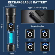 Rechargeable Flashlights 90,000 High Lumens, 2 Pack Super Bright LED Flashlight With 5 Modes, High Powered Flash Light For Home, Camping, Outdoor, Emergencies, Hiking