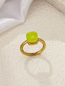 1 件奢华蘑菇不对称方形戒指，铜镶嵌锆石祖母绿宝石，适合作为情人节、婚礼、母亲节、约会的礼物 - 多色 - 查看 19