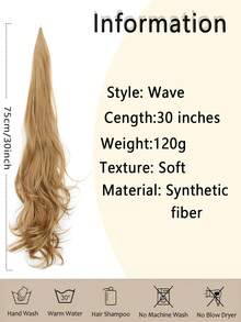 棕色渐变马尾假发片，柔韧环绕式波浪马尾假发片，长款合成假发片，适合女性和女孩使用 - 彩色 - 查看 6