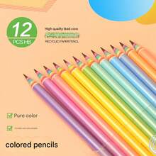 12 pièces Crayons de couleur arc-en-ciel de qualité supérieure HB en papier