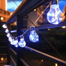 太阳能复古爱迪生灯泡串 - 新款铜线，8 种照明模式 | 防虫 PET，耐用塑料，节能 | 室内/室外，露营使用 | 节日照明（感恩节、万圣节、圣诞节）、花园、草坪和小路氛围的理想选择 - 彩色 - 查看 4