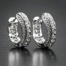 1 Pair Men's Elegant Cubic Zirconia Stud Earrings, Party Jewelry Hip-Hop Accessories