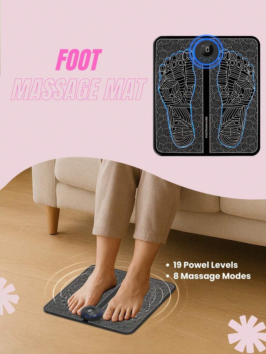 Foot Massage Mat, Electric Foot Massager Pad With 8 Massage Modes & 19 Power Levels, Foldable And Portable Design, Ideal Gift For Monther's Day, Father's Day And Your Loved Ones