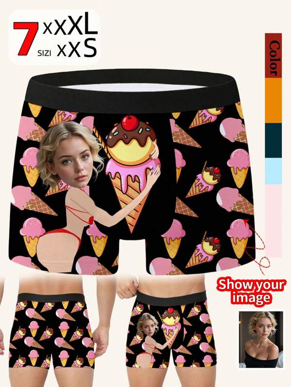 Custom Men's Face-Shaped Boxer Briefs, Personalized Photo Briefs, Butterfly Festival Printed Human Face Briefs, Customized Family, Couples, Pets Face-Shaped Boxer Briefs, Husband Personalized Boxer Briefs, Customized Face-Shaped Boxer Briefs, Customized Funny Face-Shaped Boxer Briefs