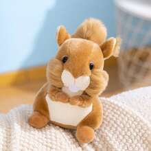 1 buc păpușă de pluș realistă cu veveriță, păpușă moale și pufoasă cu desene animate, pernă decorativă drăguță, cadou de ziua de naștere/Ziua Îndrăgostiților/Paște - Maro - Vizualizare 7