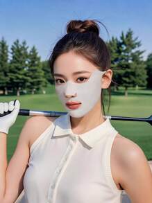 1 件女士夏季薄冰丝面罩，户外骑行运动高尔夫透气耳挂式面罩