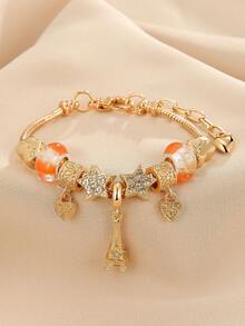 1 件甜美可爱粉色蝴蝶结心形糖果串珠手链，是送给青少年、好朋友、学生、女儿和孙女的理想礼物 - 彩色 - 查看 15