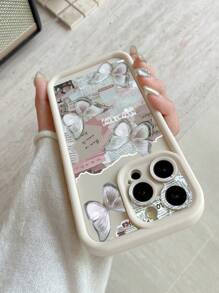 1 pieza Funda de teléfono con diseño perforado y estampado de mariposa, resistente a los golpes y de color blanco lechoso, compatible con iPhone 11 Pro Max/12 Pro Max/13 Pro Max/14 Pro Max/15 Pro Max/16 Plus/16 Pro Max, 16E, Galaxy A55/A15/S24 Ultra, Redmi, OPPO/Realme, VIVO, Infinix, Honor, MOTO, One Plus