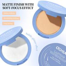 Polvo compacto matificante de 3 colores, polvo de fijación perfecto de larga duración con borla, peso neto: 10g - Multicolor - Ver 3