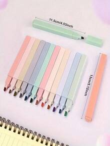 6/12 Stücke/Packung quadratische fluoreszierende Textmarker, Markenqualität mit abgewinkelter Spitze, fluoreszierender Markerstift, augenfreundlich, Schlüsselanhänger, Buchhaltung, Schulmaterial