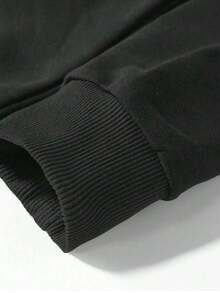 Unisex Oversized Sweatshirt Front Print Streetwear Casual Winter Long Sleeve Hooded  Pocket Cold Day To Day Black - 黑色 - 查看 5