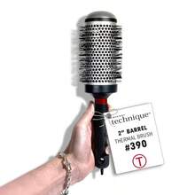 QYTechnique Thermal Hair Brush 390 2 For Curling And Styling HeatRetaining Barrel With AntiStatic Tourmaline Bristles Round Thermal Brush Ideal For All Hair Types1613 - 黑銀 - 查看 1
