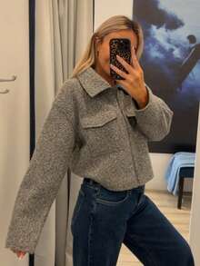 HZXVIC Women's Autumn New Solid Color Zipper Casual Large Pocket Commuter Jacket - Grey - View 12