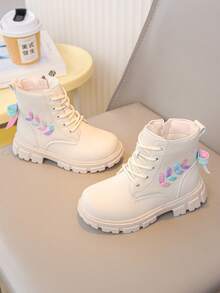 1 Pair New Heart-Shaped Bow Clover Girls Boots - Beige - View 2