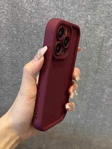 Concave Burgundy Painted Thickened Simple Anti-Fall Soft Phone Case With Prints, Suitable For IPhone16/IPhone16Pro/IPhone16ProMax/IPhone16Plus, IPhone15/XR/7/8, IPhone15ProMax, IPhone12ProMax, IPhone13ProMax, IPhone14ProMax, IPhone13/14/11/12, RedMi Phones Waterproof Shockproof Scratch Resistant - Burgundy - View 2