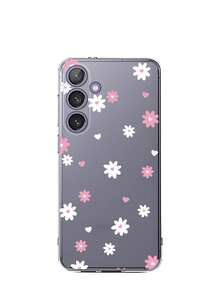 1个花卉爱心图案软壳手机壳，兼容、荣耀、红米、三星Galaxy A04e/12/A13/A14/A34/A50/A52/A53/A54/S21/S22/S23/S24/S25/S25 Ultra、6A/7A/8A、12T/13T，国际版，非国内版。 - 無色 - 查看 6