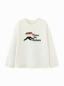 mini bala Young Girl Soft Antibacterial Long Sleeve Tee 2025 Fall Sports Style - Milky White - View 4
