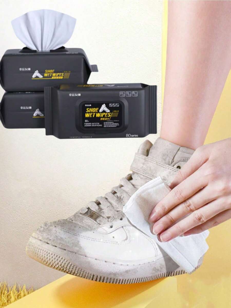 1 Pack/2 Packs/3 Packs Of Shoeshine Wipes, 80 Pumps, Small White Shoes, No-Wash, Stain Removal, Sports Cleaning Wipes - Multicolor - View 1