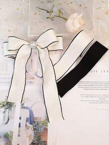 Black & White Glossy Vertical Striped Ribbon, Black & White Fabric Ribbon, DIY Bow Tie, Floral Decor Straw Hat, Suitable For DIY Hair Clips - Handmade Bow Tie Accessories, Sewing & Weaving Supplies, Sewing Ribbon, Holiday Party Gift Wrapping