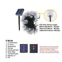 1 Solar-Powered String Lights Crystal Globe, Spherical Bubble Ball Outdoor Yard Lights, 8 Solar Fairy Lights, Very Suitable For Garden, Christmas, Office, Bedroom, Hotel, Restaurant, Bar, Party, Wedding Decoration, IP54 Outdoor Lights Strip
