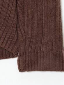 Maglione a coste largo e morbido con spalle scoperte, colletto alla francese, colore unito, nuovo per donna in autunno/inverno DEEKA - Castano - Visualizzare 6