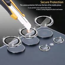 (粉色水钻) 水钻相机镜头保护膜 9H 硬度钢化玻璃，防刮，高清清晰，防震，兼容三星 S25 Edge/S24 FE/S25 Ultra/S25 Plus/A16/A26/A36/56/A55/A15/A35/A25/A05/A05S/A24/A34/A4/A54/S24 Ultra/S24/S24 Plus/S22 Ultra/S23 Ultra/S23 Plus/S23/Fold7/ 并兼容 16 Pro Max/16/16 Pro/16 Plus/15 Pro Max/15/14/1312/11 Pro 家用闪亮水晶手机相机保护套防水防摔防指纹全覆盖 - 粉色 - 查看 4