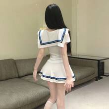1 件海军领水手服日本学校风格服装，可爱啦啦队服装，适合节日、派对、表演、角色扮演、万圣节服装