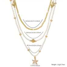 3 件套夏季海滩度假项链套装，配有海星和贝壳形吊坠和种子珠 - 优雅闪亮珠宝项链 | 项链日常珠宝 | 圣诞节/生日礼物 | 女士项链 | 派对/毕业/网球项链/万圣节/周五礼物/智能戒指/获取我的每日礼物/假鼻环