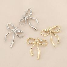 3 Pieces Of DIY Copper Inlaid Zirconia Delicate Bow 18K Gold Plated Silver Pendant Jewelry Accessories