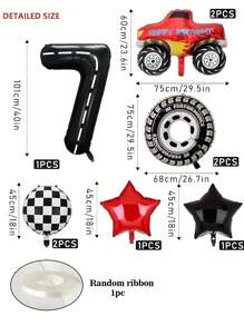 10pcs Racing Car Theme Birthday Party Decorations Set, Includes 40-Inch Number Balloon, Pickup Truck, Tire Shaped Foil Balloons, Make Your Party More Fun