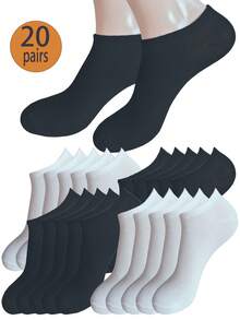 6/10/15/20 /30Pairs Women & Men Solid Color Low Cut Invisible Short Socks, Ladies Short Socks For Spring, Summer, Autumn & Winter, Men Elastic Soft Breathable Socks, Suitable For Daily Wear - Multicolor - View 10