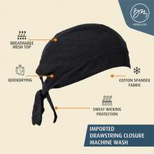 BISMAADH Pack De 3 Pañuelos Transpirables para La Cabeza, Ideales para Usar como Gorro, Forro para Casco, Pañuelo Anti-Rocío, Bandana, Turbante, para Motociclismo Y Ciclismo. - 1 - Ver 3