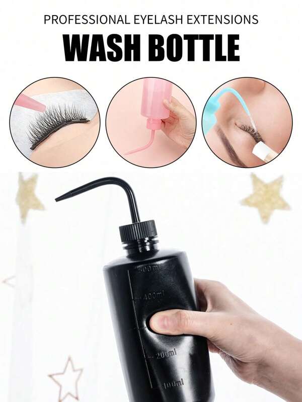 1pc Eyelash Cleaning Bottle,Elbow Cleaning Bottle Water Squeeze Dropper Plastic Squeeze Bottles Lash Bath Bottles Primer Kettle Rinse Eyelash ,Cleaning Bottle With Curved Spout